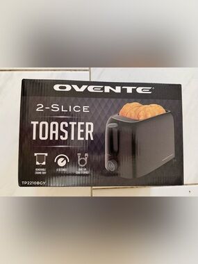Ovente 2-Slice Toaster in Black - Compact Breakfast Toaster Brand New